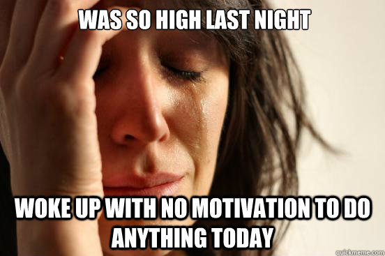  was so high last night woke up with no motivation to do anything today  First World Problems