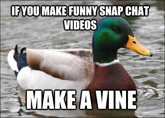 if you make funny snap chat videos make a vine  Actual Advice Mallard