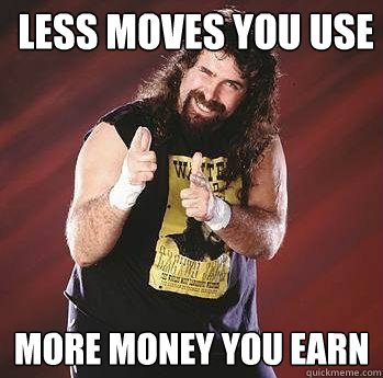 Less moves you use more money you earn    