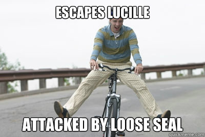 escapes Lucille attacked by loose seal  