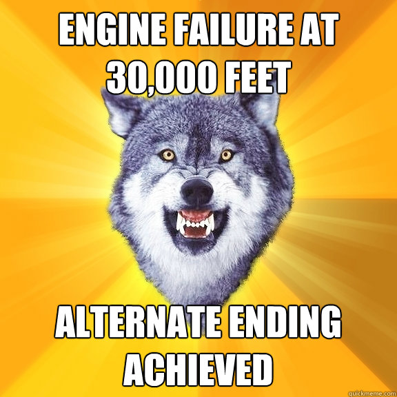 engine failure at 30,000 feet alternate ending achieved - engine failure at 30,000 feet alternate ending achieved  Courage Wolf