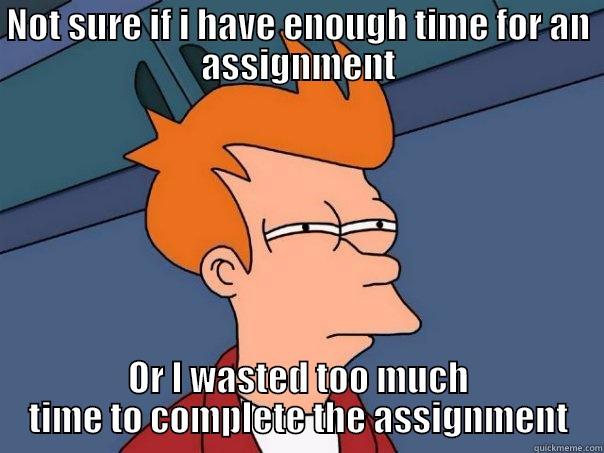 NOT SURE IF I HAVE ENOUGH TIME FOR AN ASSIGNMENT OR I WASTED TOO MUCH TIME TO COMPLETE THE ASSIGNMENT Futurama Fry