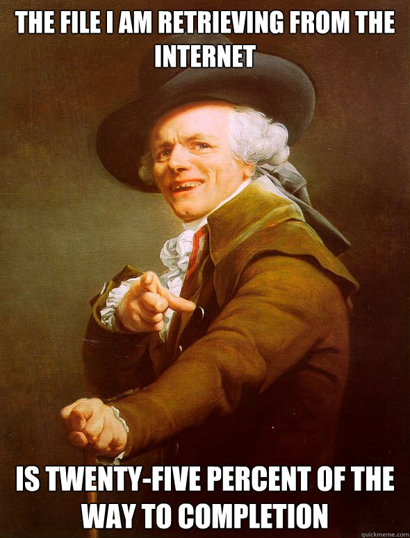 The file I am retrieving from the internet Is twenty-five percent of the way to completion  Joseph Ducreux
