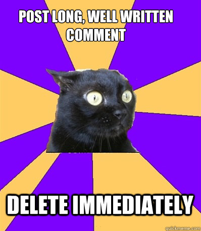 post long, well written comment delete immediately  