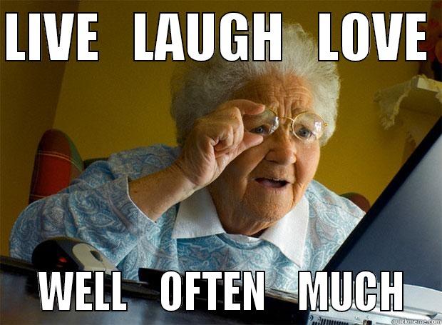 LIVE   LAUGH   LOVE    WELL    OFTEN    MUCH  Grandma finds the Internet
