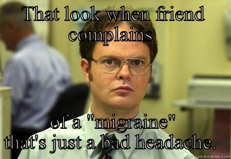 Migrain? Puh-leeze! - THAT LOOK WHEN FRIEND COMPLAINS  OF A 