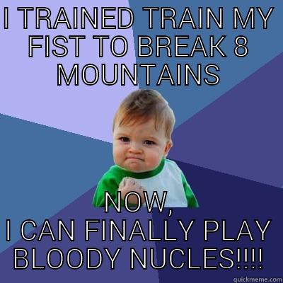I TRAINED TRAIN MY FIST TO BREAK 8 MOUNTAINS NOW, I CAN FINALLY PLAY BLOODY NUCLES!!!! Success Kid