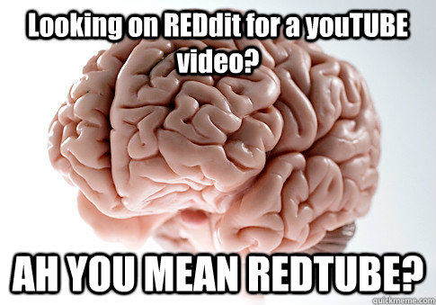 Looking on REDdit for a youTUBE video? AH YOU MEAN REDTUBE?   Scumbag Brain