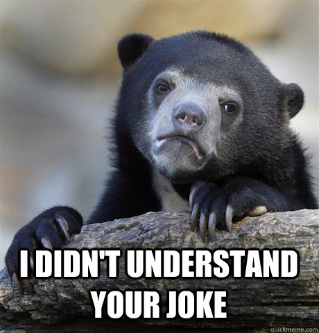  I DIDN'T UNDERSTAND YOUR JOKE  Confession Bear