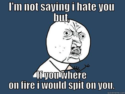 I'M NOT SAYING I HATE YOU BUT, IF YOU WHERE ON FIRE I WOULD SPIT ON YOU. Y U No