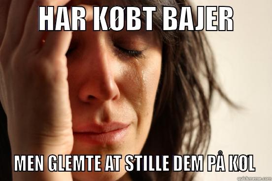        HAR KØBT BAJER        MEN GLEMTE AT STILLE DEM PÅ KØL First World Problems