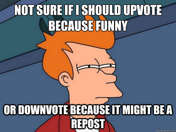 Not sure if i should upvote because funny Or downvote because it might be a repost - Not sure if i should upvote because funny Or downvote because it might be a repost  Futurama Fry