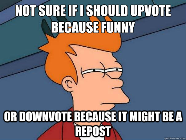 Not sure if i should upvote because funny Or downvote because it might be a repost  Futurama Fry