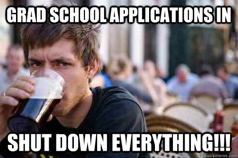 Grad School Applications in  shut down everything!!!  Lazy College Senior