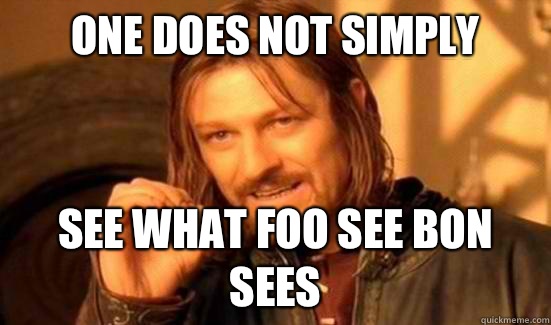 One Does Not Simply see what Foo See Bon sees  Boromir