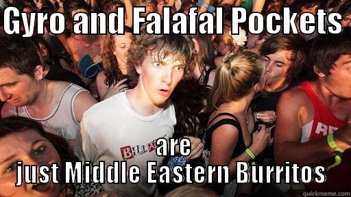 GYRO AND FALAFAL POCKETS  ARE JUST MIDDLE EASTERN BURRITOS  Sudden Clarity Clarence