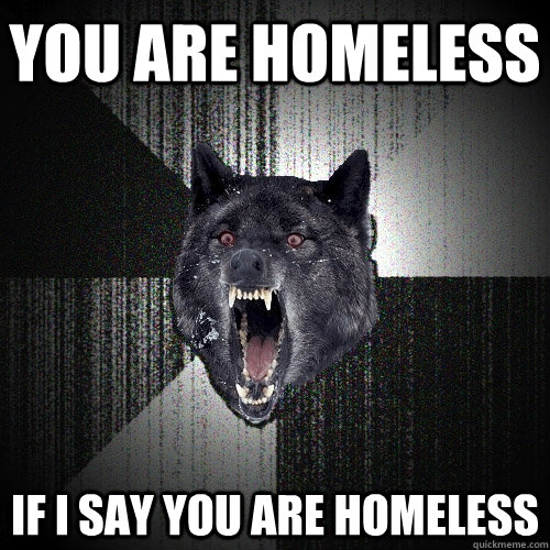 YOU ARE HOMELESS IF I SAY YOU ARE HOMELESS - YOU ARE HOMELESS IF I SAY YOU ARE HOMELESS  Insanity Wolf