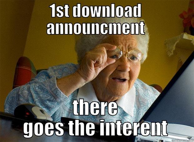 1ST DOWNLOAD ANNOUNCMENT THERE GOES THE INTERENT Grandma finds the Internet