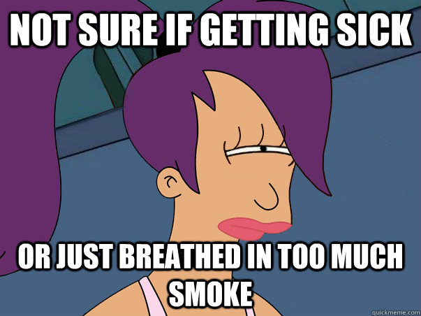 Not sure if getting sick Or just breathed in too much smoke  Leela Futurama
