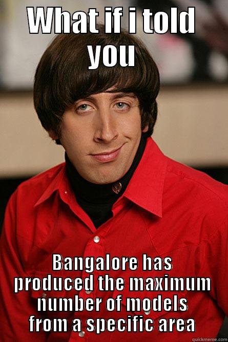 WHAT IF I TOLD YOU BANGALORE HAS PRODUCED THE MAXIMUM NUMBER OF MODELS FROM A SPECIFIC AREA Pickup Line Scientist