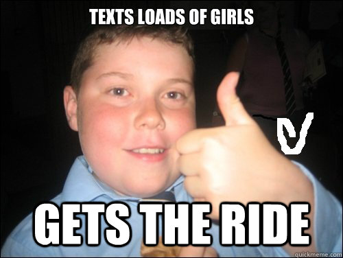 Texts loads of girls Gets the ride  Jack kid