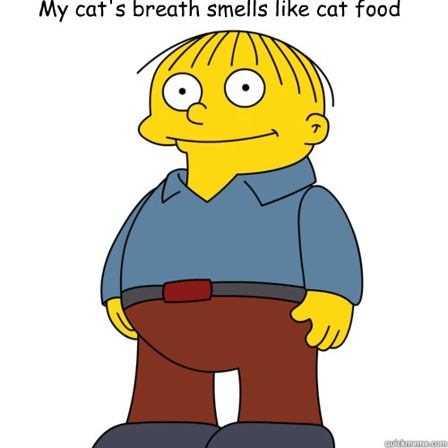 My cat's breath smells like cat food  