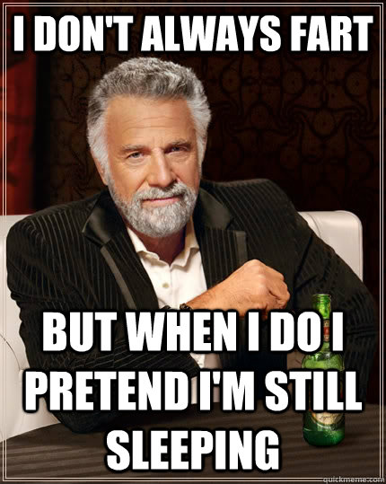 I don't always fart But when I do I pretend i'm still sleeping  The Most Interesting Man In The World