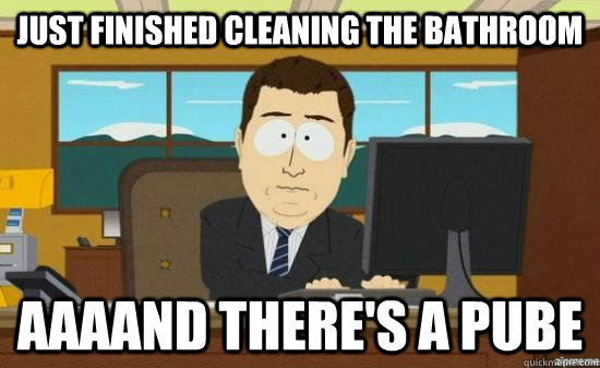 Just finished cleaning the bathroom AAAAND there's a pube  aaaand its gone