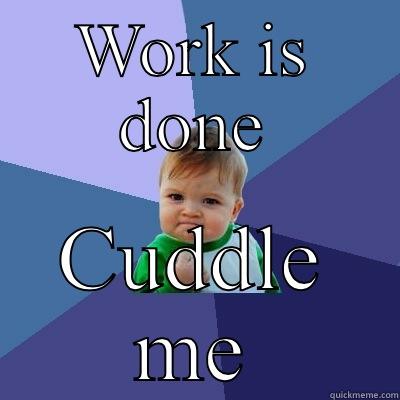 WORK IS DONE CUDDLE ME Success Kid
