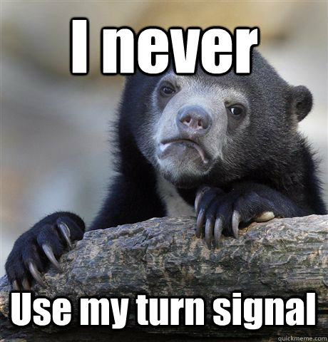 I never Use my turn signal  Confession Bear