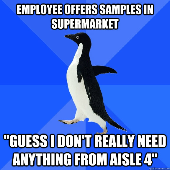 employee offers samples in supermarket 