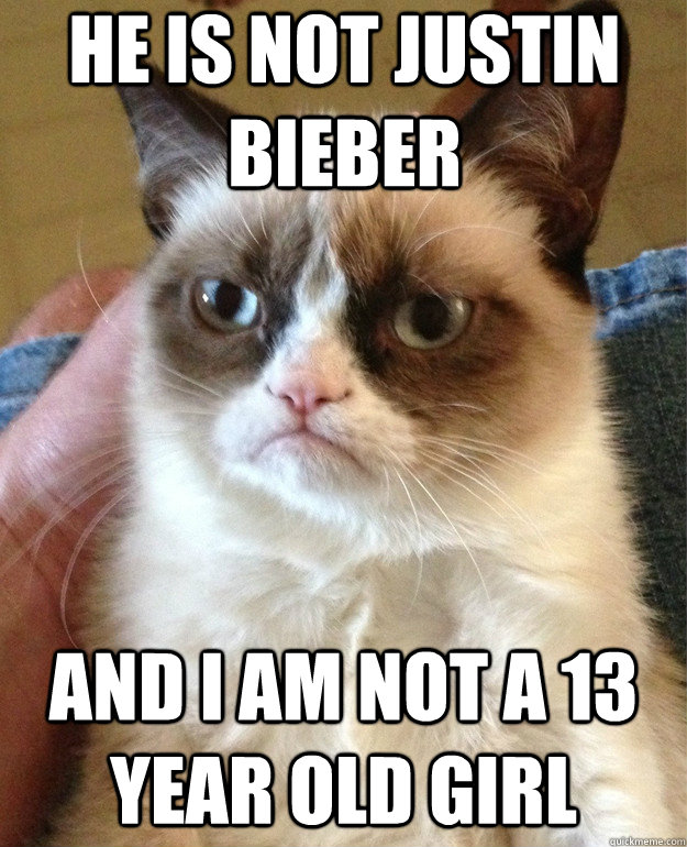 He is not Justin Bieber And I am not a 13 year old girl  Grumpy Cat