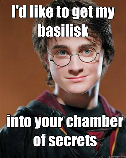 I'd like to get my basilisk into your chamber of secrets - I'd like to get my basilisk into your chamber of secrets  Arousing Harry Potter