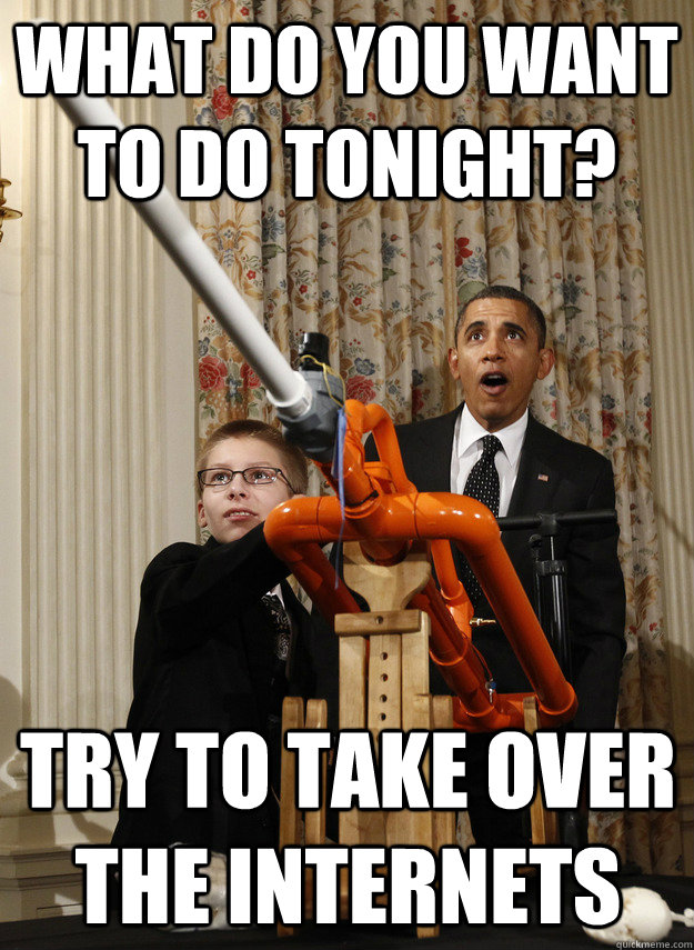 what do you want to do tonight? try to take over the internets - what do you want to do tonight? try to take over the internets  OMG Obama