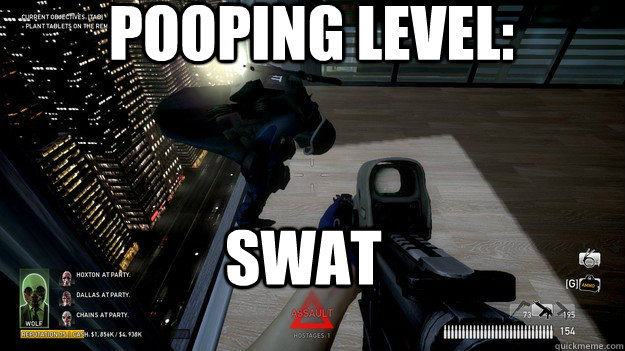 Pooping level: SWAT  Payday The Heist