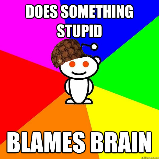 DOES SOMETHING STUPID BLAMES BRAIN  Scumbag Redditor