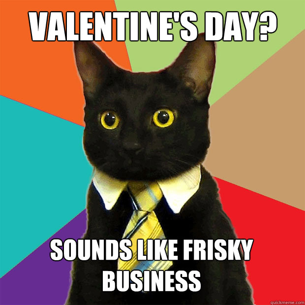 Valentine's day? Sounds like frisky business  Business Cat