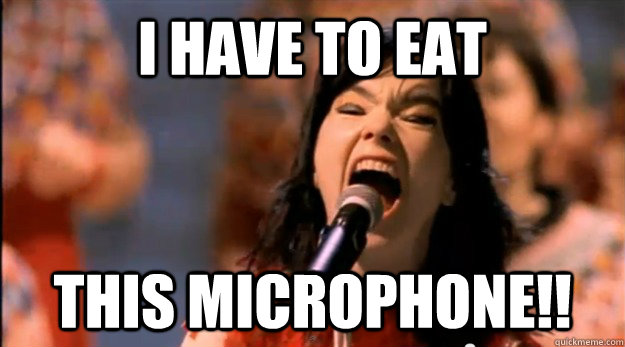 I have to eat This microphone!!  bjork eats microphone