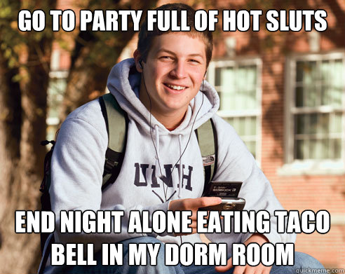 Go To Party Full of Hot Sluts End Night Alone Eating Taco Bell in My Dorm Room  College Freshman