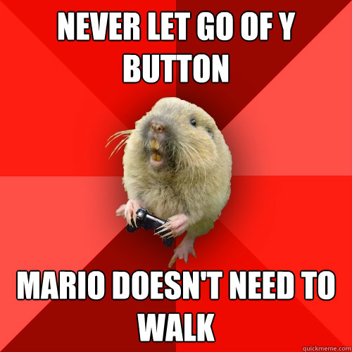 Never let go of Y button Mario doesn't need to walk  Gaming Gopher