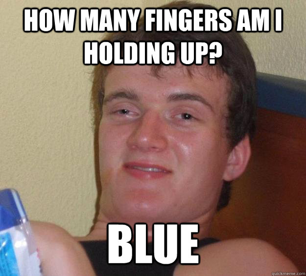 How many fingers am I holding up? Blue  10 Guy