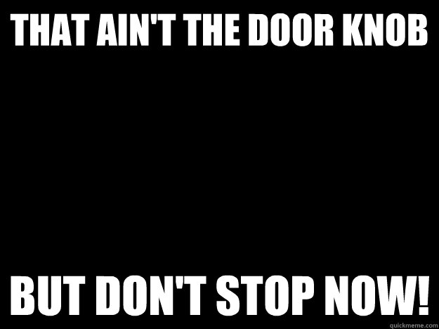 that ain't the door knob but don't stop now!  Blackout