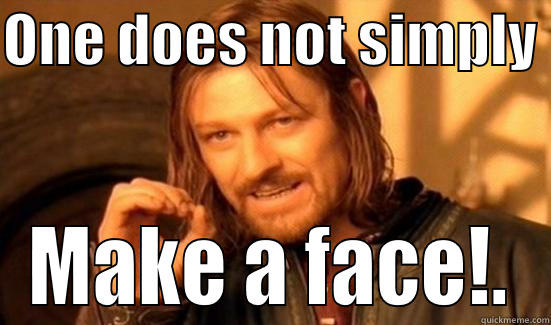 ONE DOES NOT SIMPLY  MAKE A FACE!. Boromir