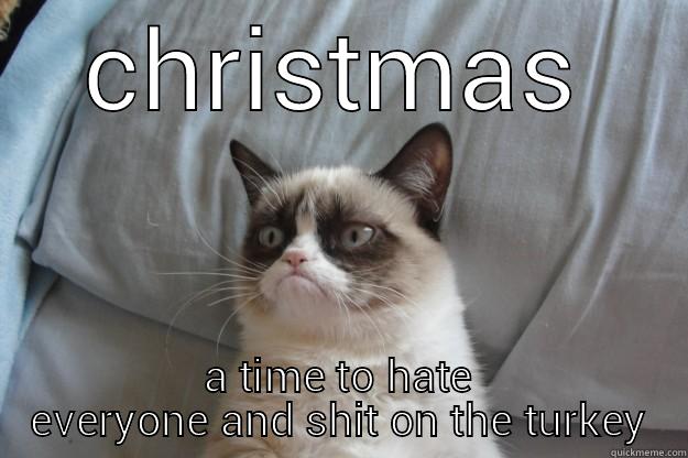 mistletoe and cat shit  - CHRISTMAS A TIME TO HATE EVERYONE AND SHIT ON THE TURKEY Grumpy Cat