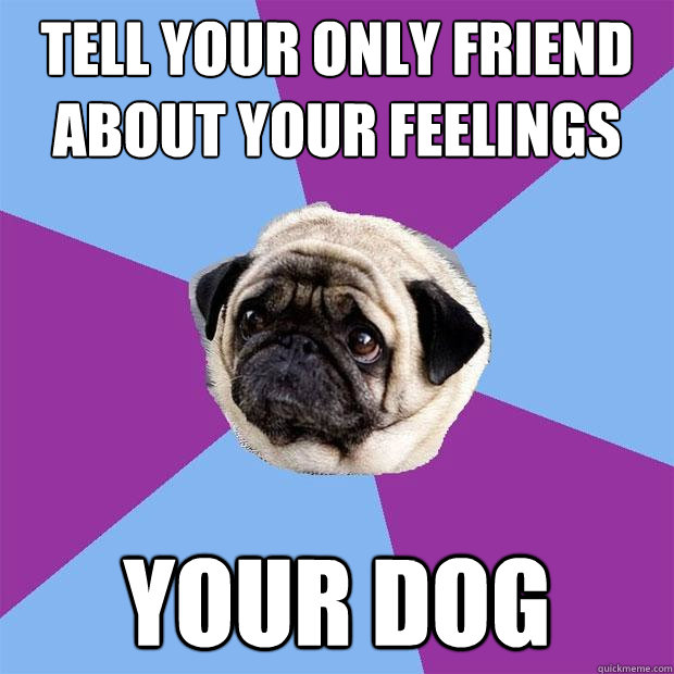 tell your only friend about your feelings your dog  Lonely Pug