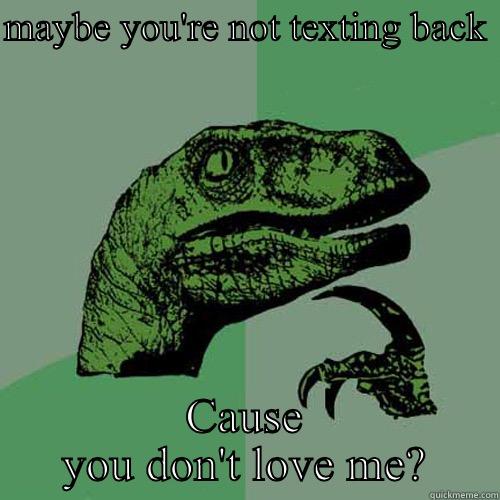 MAYBE YOU'RE NOT TEXTING BACK  CAUSE YOU DON'T LOVE ME? Philosoraptor