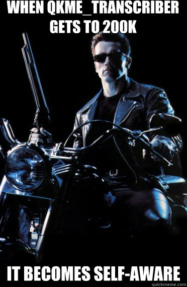 When qkme_transcriber gets to 200k it becomes self-aware - When qkme_transcriber gets to 200k it becomes self-aware  Misc