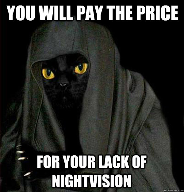 You will pay the price for your lack of nightvision - You will pay the price for your lack of nightvision  Darth Meow