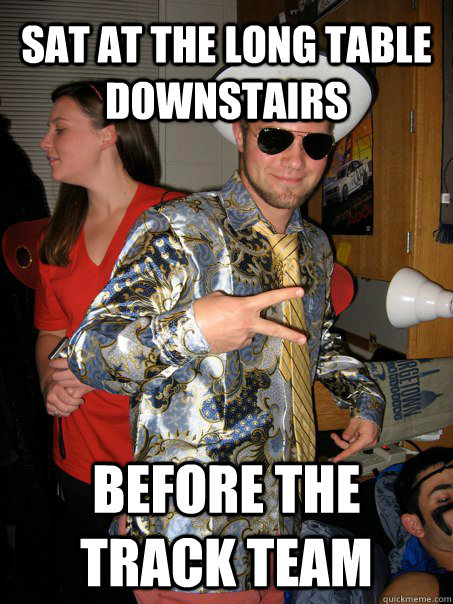 sat at the long table downstairs before the track team   Georgetown Hipster Male