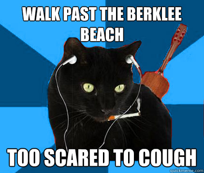 Walk past the Berklee Beach Too scared to cough  Socially Awkward Berklee Cat